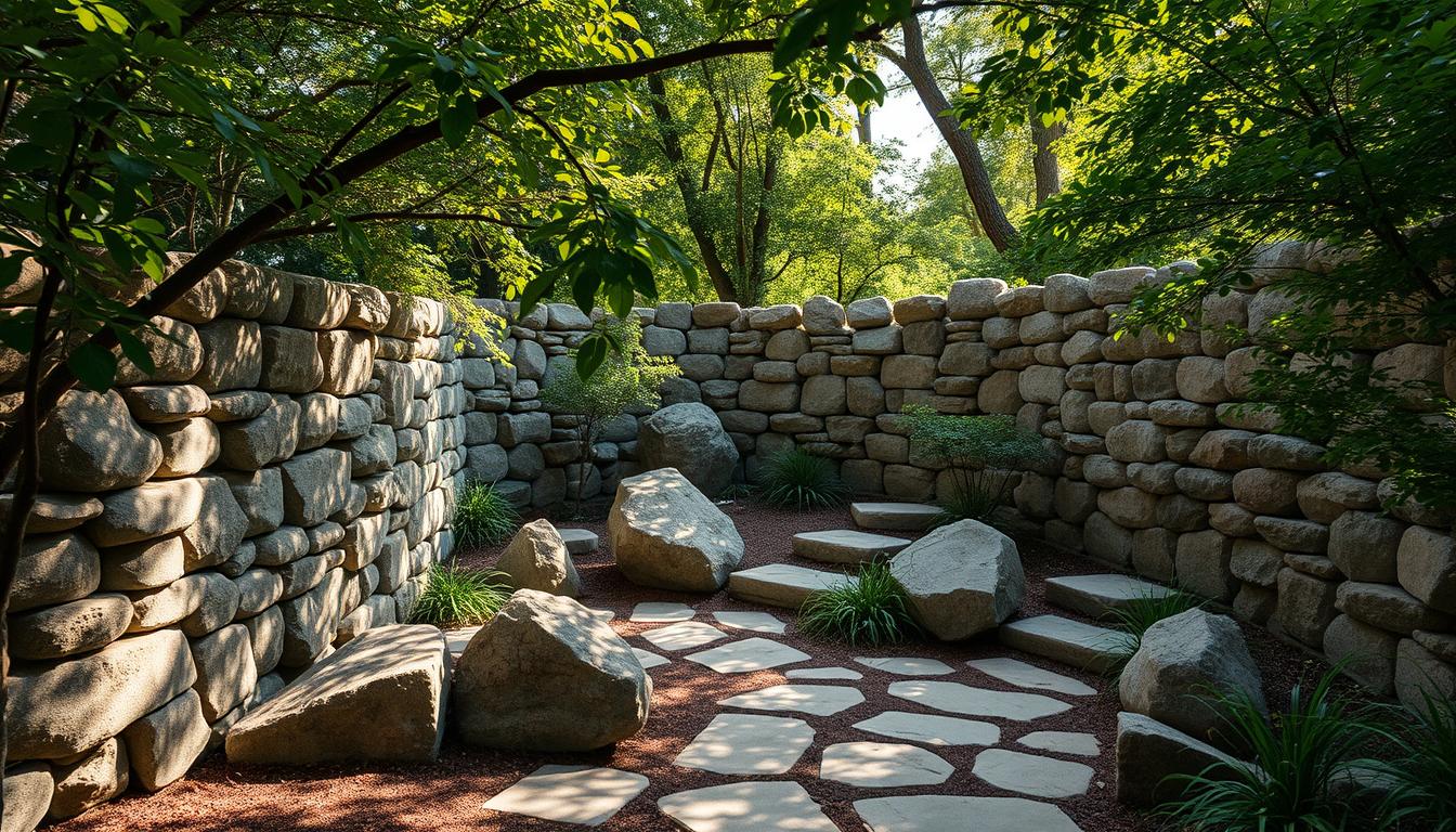 Gabionen Sichtschutz Naturstein Garten